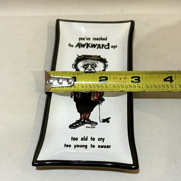 Houze Art Glass Rectangle Trinket Dish You Have Reached the Awkward Age Wm Box - Picture 2 of 7